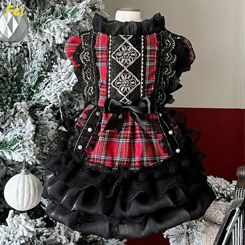 

High-quality Christmas Dog Cat Jumpsuit - Westie Schnauzer Bichon Vintage Tartan Apparel, Xmas New Year Warm Knitwear for Pets