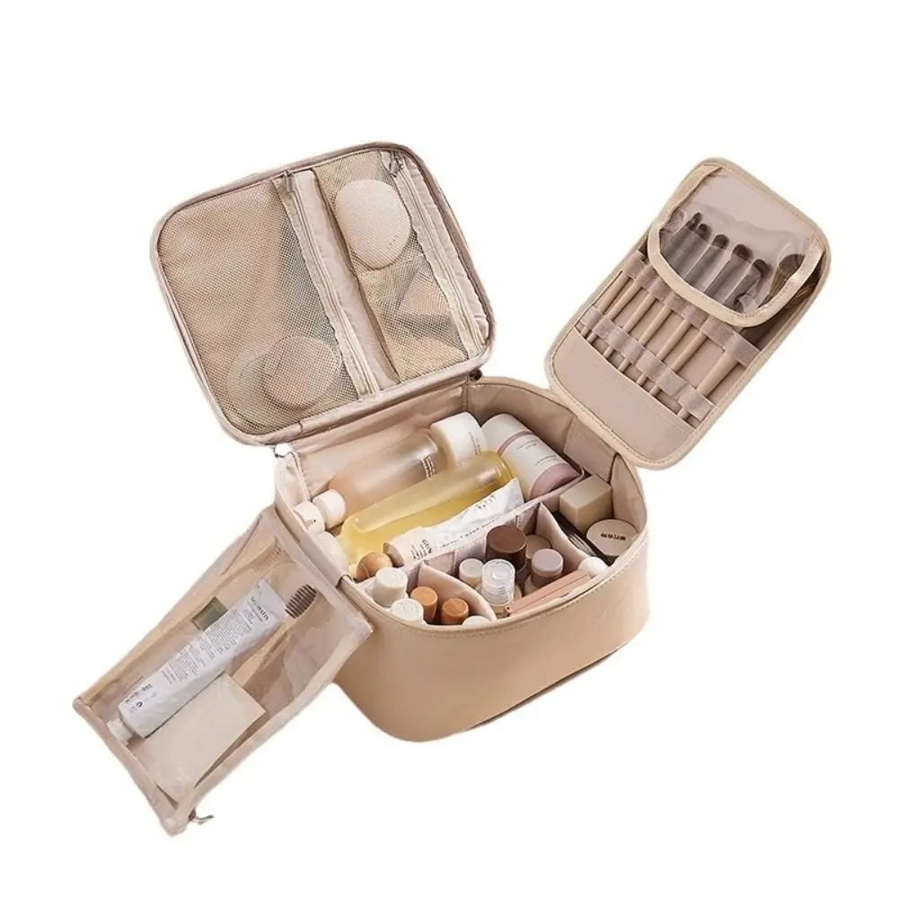 

Прочная портативная косметичка из искусственной кожи, большая вместительная косметичка, многослойный органайзер, женская косметичка, дорожная косметичка