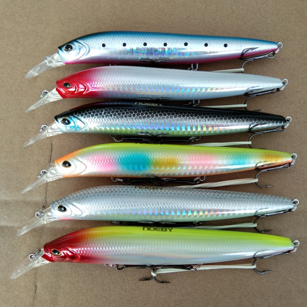 NOEBY 6pcs Sinking Minnow Fishing Lures 135mm 41g Long Casting Wobblers Hard Bait Jerkbait Minnow for Sea Bass Fishing Tackle