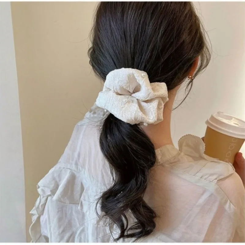 2024 Korea Elegant Pearl Scrunchie Women Girls Elastic Hair Rubber Band Accessories Tie Hair Ring Rope Headdress Headwear Holder