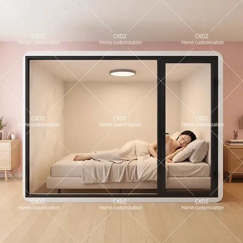 Mobile Home Soundproof Sleeping Compartment Indoor Silent Room Small Space Glass Enclosed Single Bed Pod for Quiet Rest
