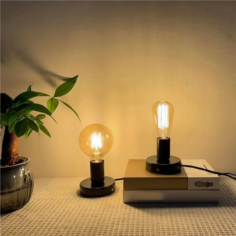Desktop Lamp Base, Small Industrial Table Lamp Base Only, Simple E27 Screw Light Socket Bulb Holder Base 6 Pack US Plug