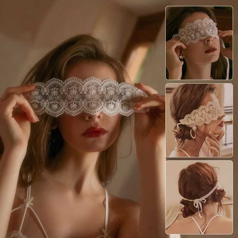 Couverture sexy avec les yeux bandés pour femmes, vêtements de nuit en dentelle, masque pour les yeux transparent