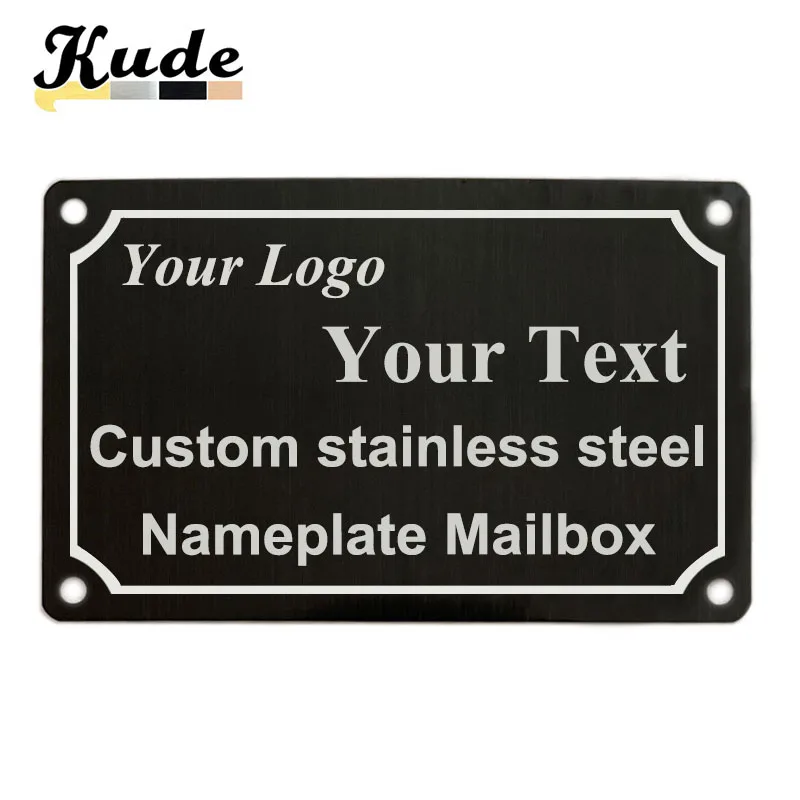 Custom Stainless Steel Name Tag With Hole Nameplate Mailbox Personalized Engraving Text Sign Enterprise ID Steel Metal Tag