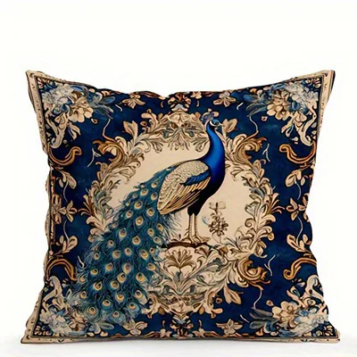 Home Decor Exquisite Peacock Floral Pattern Pillow Covers Pattern Cushion Cover Suitable for Sofa Bedroom Car Pillow Cover