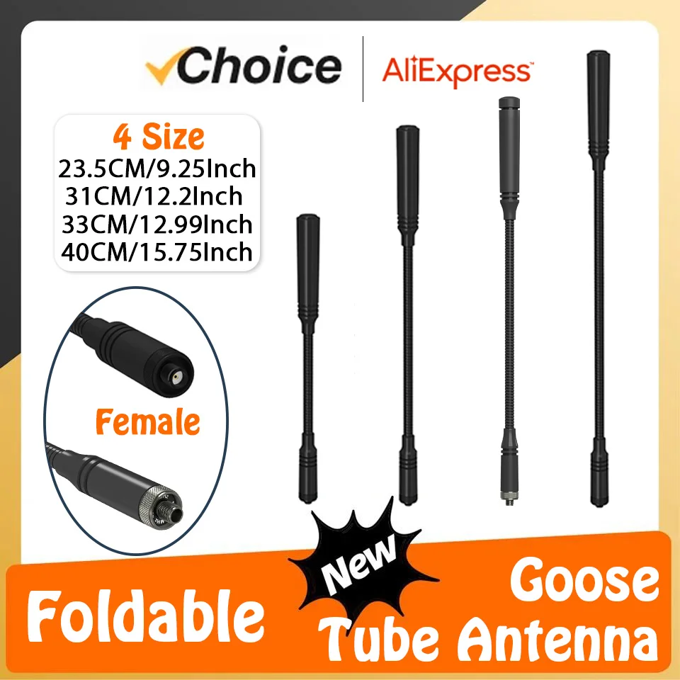 Antena Walkie Talkie hembra táctica cuello de cisne antena táctica Flexible Baofeng Original UV-25 23,5/31/33/40CM Radios VHF UHF
