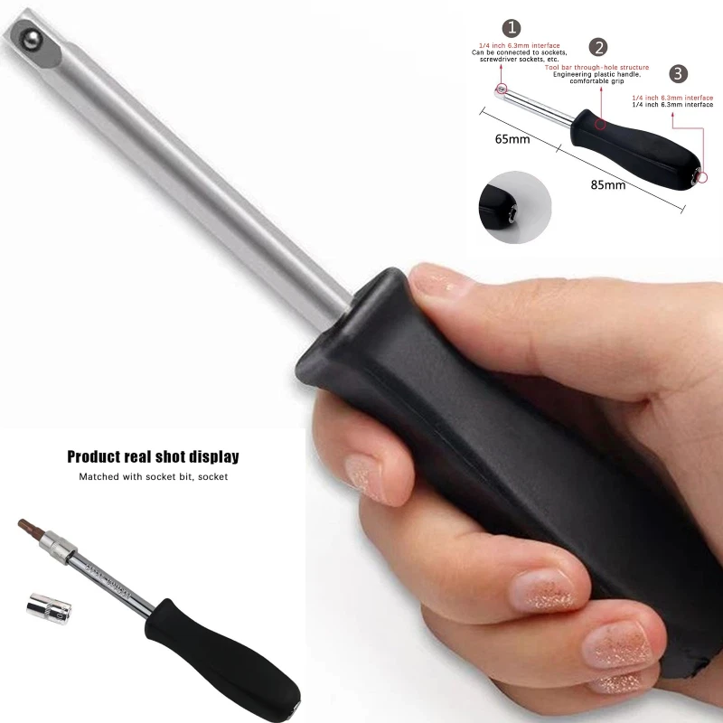 For Small Flying Ratchet Wrenches Slide Rod AD Connectors 150 MM 1/4-Inch Female Square Drive Handle Socket Wrench