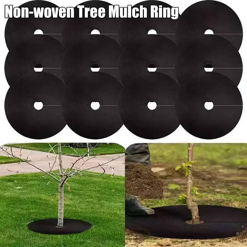 Weed Control Mat Landscape Fabric Anti-grass Root Protector Barrier Garden Plant Cover 15-62cm Non-woven Tree Mulch Ring