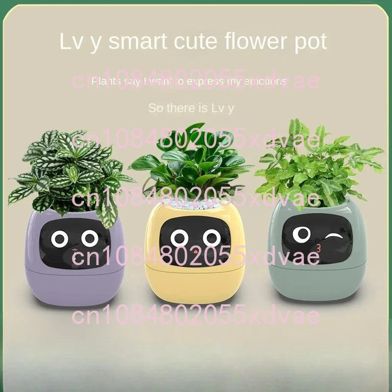 

Intelligent Potted Ivy Desktop Green Plant Intelligent Cute Pet interaction Flower Pot Cartoon Expression Plant Emotions English