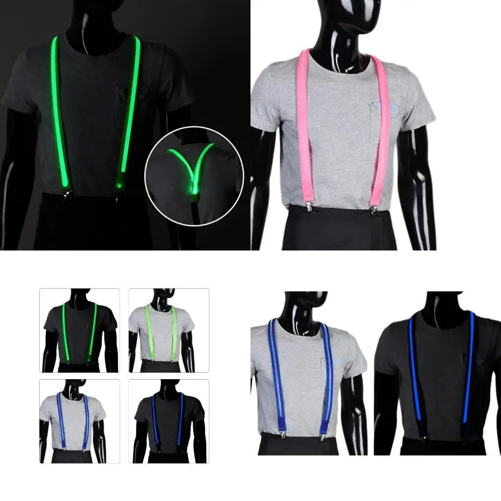 R1WE تضيء الحمالات تسخير حزام للنساء الرجال متوهجة الظهر الداعم تسخير زي حفلة حزام الكتف هدفين