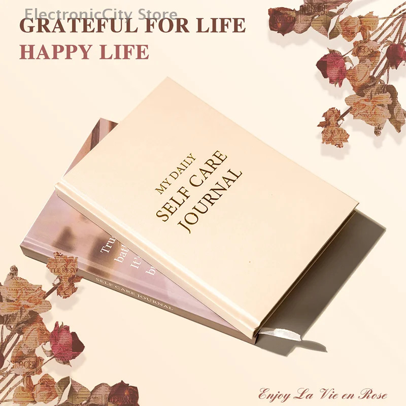 Kişisel Bakım Günlük Kitabı Şükran Dergisi Mutluluk A5 Defter Kumaş Kitap Planlayıcısı Kılavuzlu Kendinden Refl ile Kadınlar İçin Günlük Bir Günlük