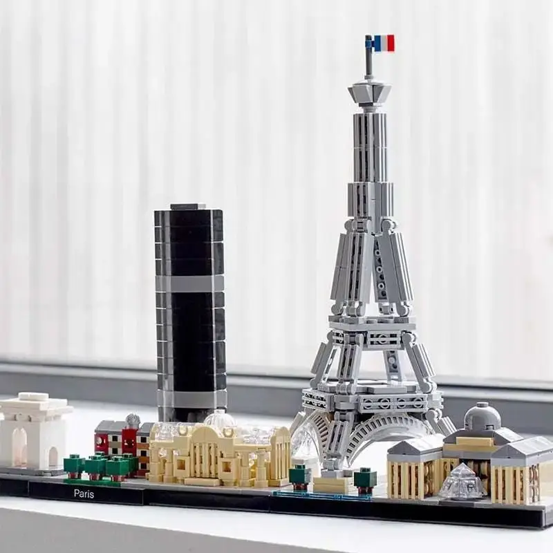 Paris Architecture Skyline 21044 Model Building Kit Compatible Eiffel Tower City Brick Model Diy Kids Puzzle Toys Gift