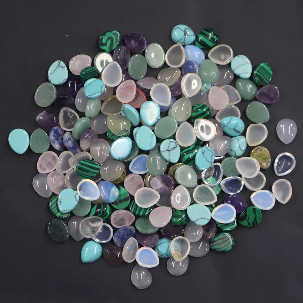10*8MM Natural Stone Agate Crystal Water Droplets CAB Cabochon Fashion Charm Beads DIY Jewelry Making Necklace Accessories 50Pcs