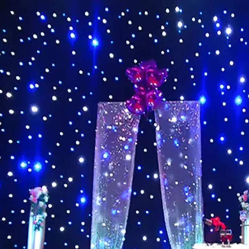 Custom Hot Party Backdrop LED Star Cloth Starry Sky Curtain DMX512 Control Black Star Cloth For Stage Pub DJ Wedding Event Show