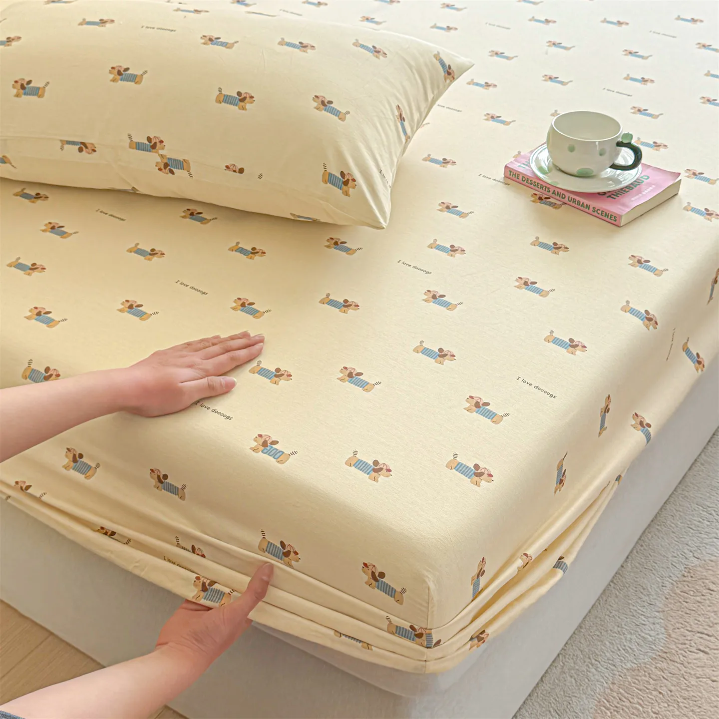 100% Cotton Mattress Cover Fitted Sheet, Soft Breathable 30cm Deep Pocket Wrinkle Resistant, All Season Comfort 1/2 Person Size