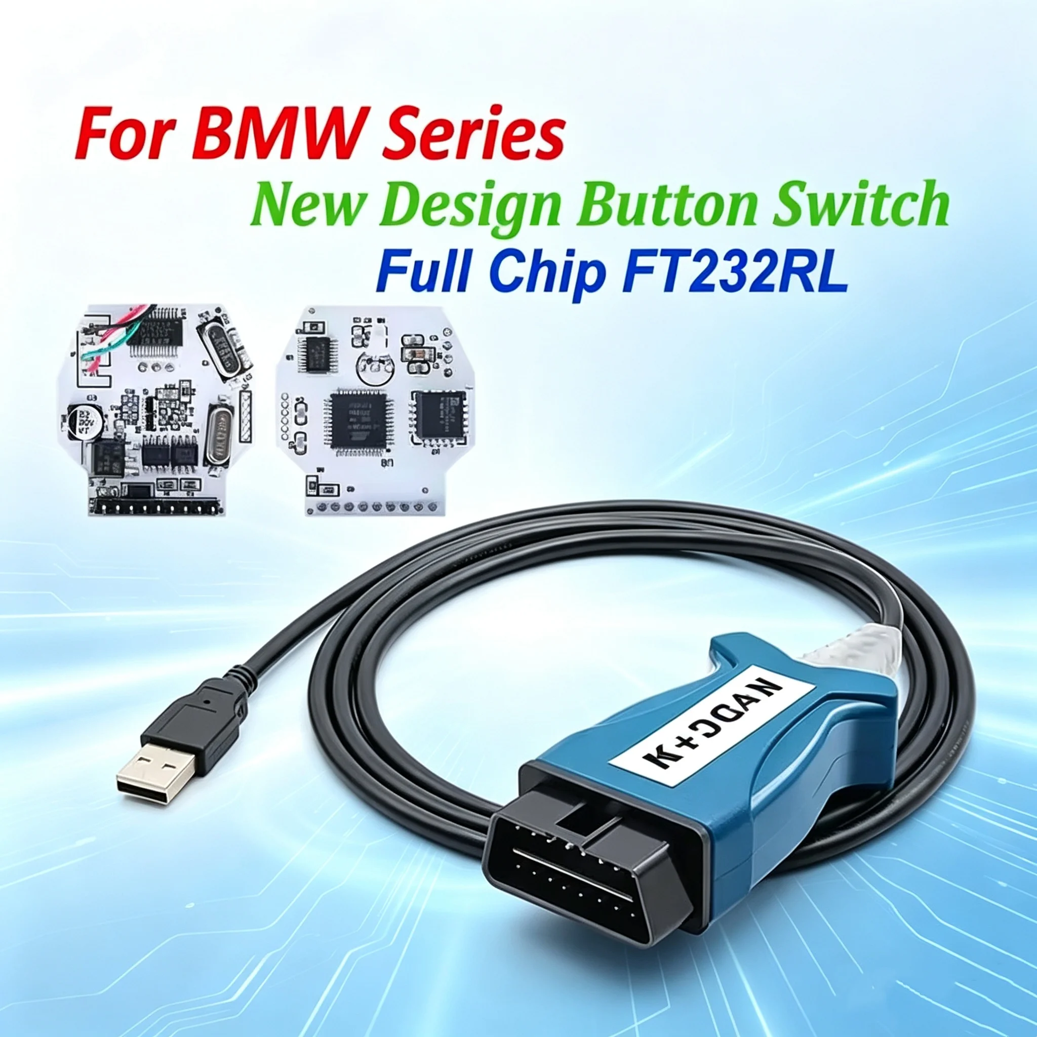 K+DCAN INPA Cable FT232RL Full Chip With Switch OBD2 USB Interface Car Diagnostic Scanner Cable For BMW E60 E61 E70 E81 E83 E90 E91, Ship From US Warehouse
