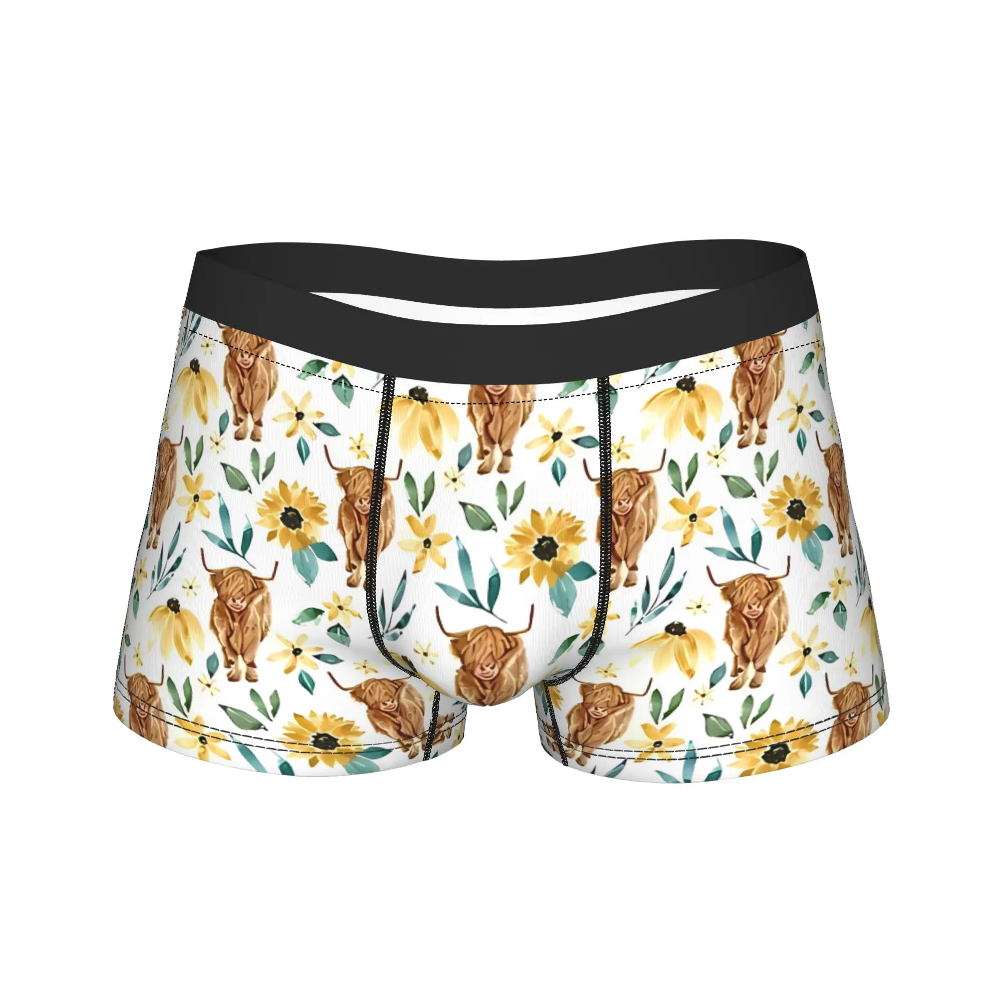 

Highland Cow Men's Breathable Boxer Briefs, Stretchy Underwear with Stylish Printed, Everyday Comfort Casual Wear
