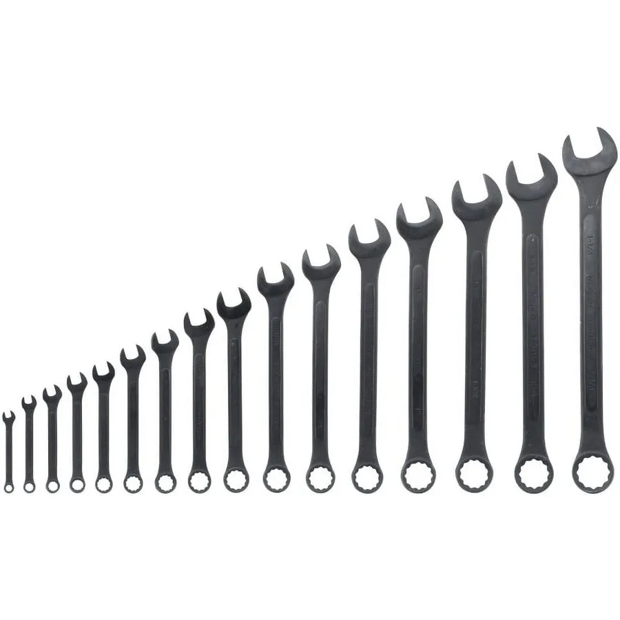 03574A Jumbo Combination Wrench Set 16 Piece SAE 1 4 to 1-1 4 Raised Panel Construction