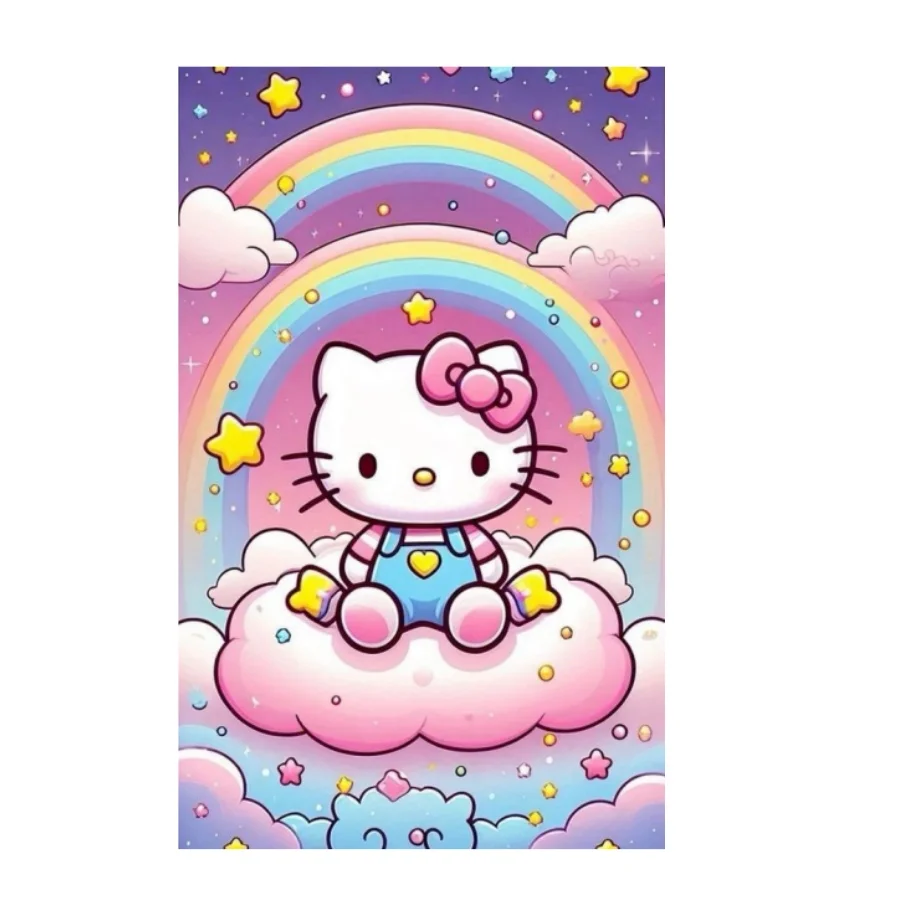 헬로 키티 직소 퍼즐 어린이를위한 만화 무지개 Tangram 게임 여러 크기 108/200/300/500/1000 조각 나무 퍼즐