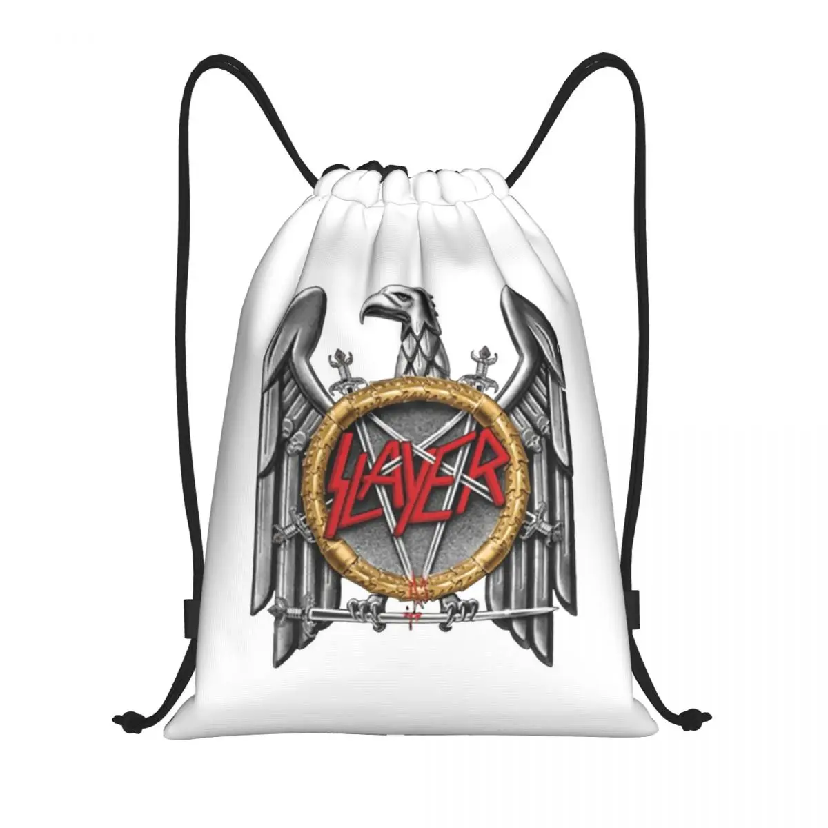 

Custom Slayers Silver Eagle Drawstring Bag Men Women Lightweight Heavy Metal Rock Sports Gym Storage Backpack