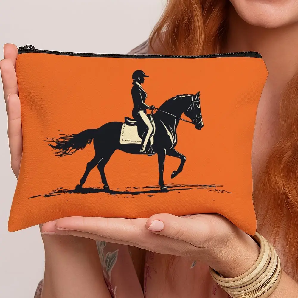 1pc Equestrian Rider Silhouette Makeup Bag,Perfect for Daily,Travel,Makeup Storage,A Unique Gift for Horse Riding Lovers