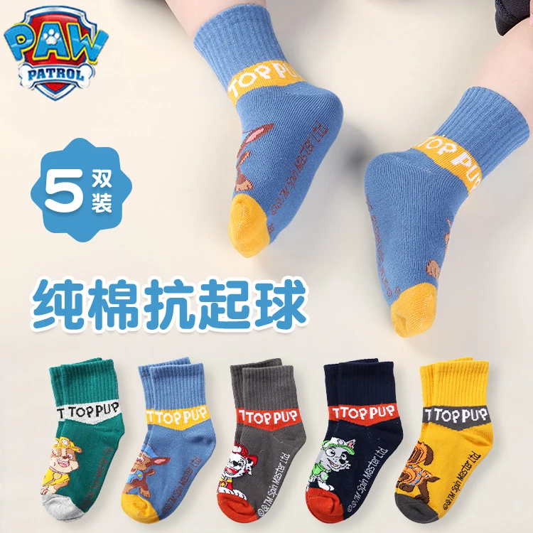 100% Genuine Paw patrol 10PCS=5Pairs Children\'s Socks boys Girls Spring & Autumn Styles Cotton Socks Age 3-8 Years High Quality