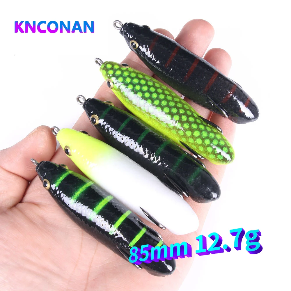 

85mm 12.7g Topwater Silicone Frog Soft Bait Bionic Snakehead Wobbler Artificial Fishing Weedless Bait Floating Fishing Tackle