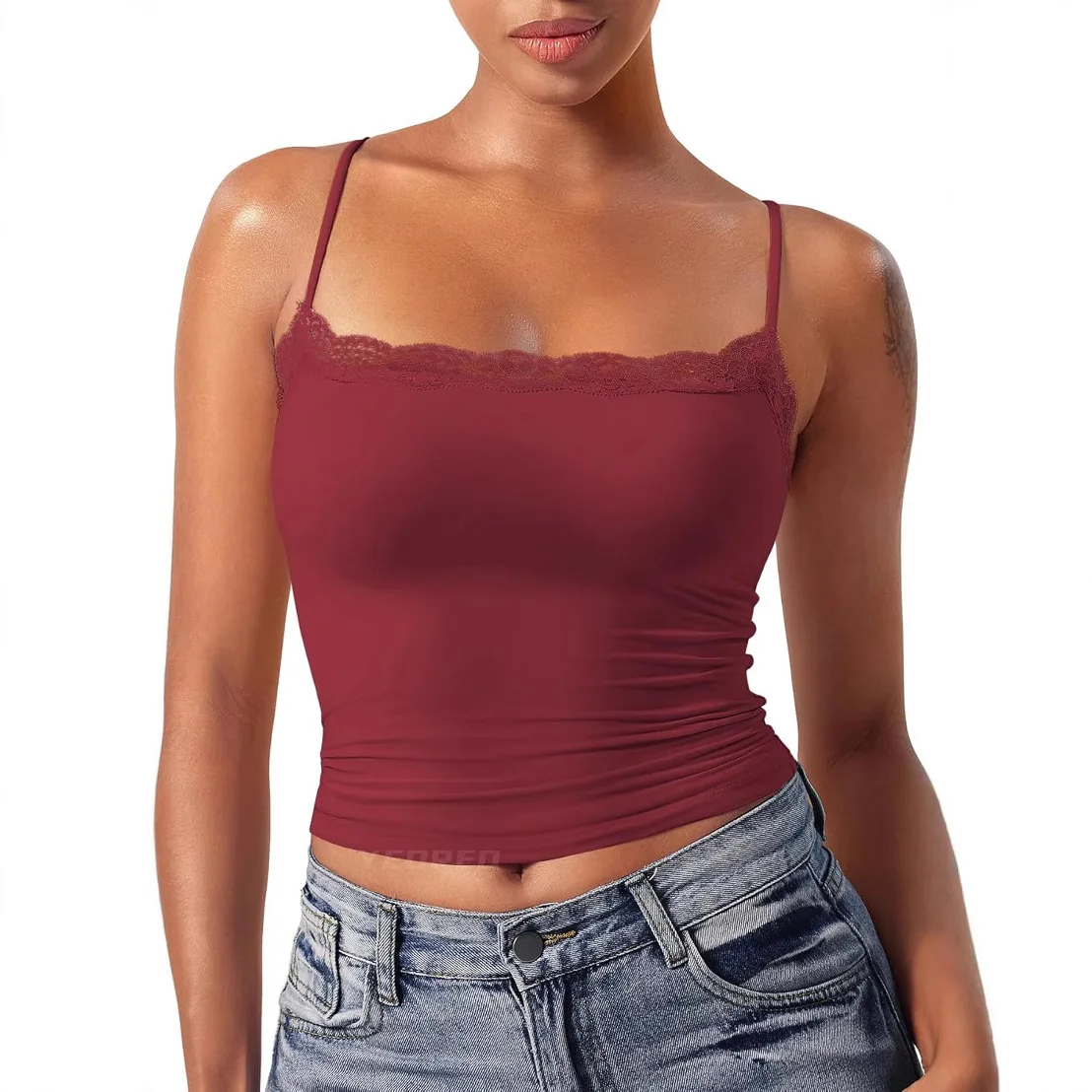 

Summer Women's Suspender Off-shoulder Sexy Lace Spliced Square Collar Pullover Top Slim Hot Girl Basic Vest for Female