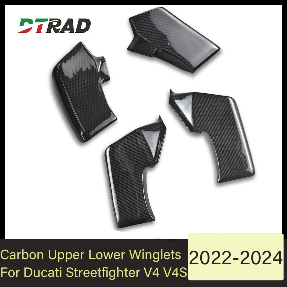 

For DUCATI Streetfighter V4 V4S 2022-2024 Carbon Fiber Upper Lowe Winglet Air Guide Cover Spoiler Motorcycle Side Fixed Wing