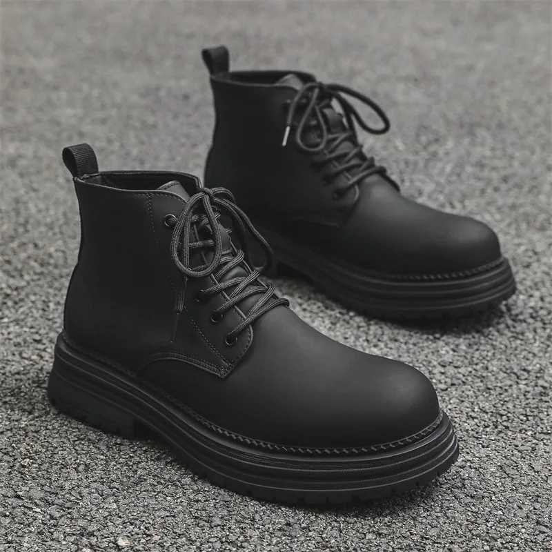 

Мужские повседневные осенне-зимние ботинки, черные модные оригинальные кожаные туфли, вечернее платье для выпускного вечера, ковбойские ботинки на платформе, крутые мужские ботильоны
