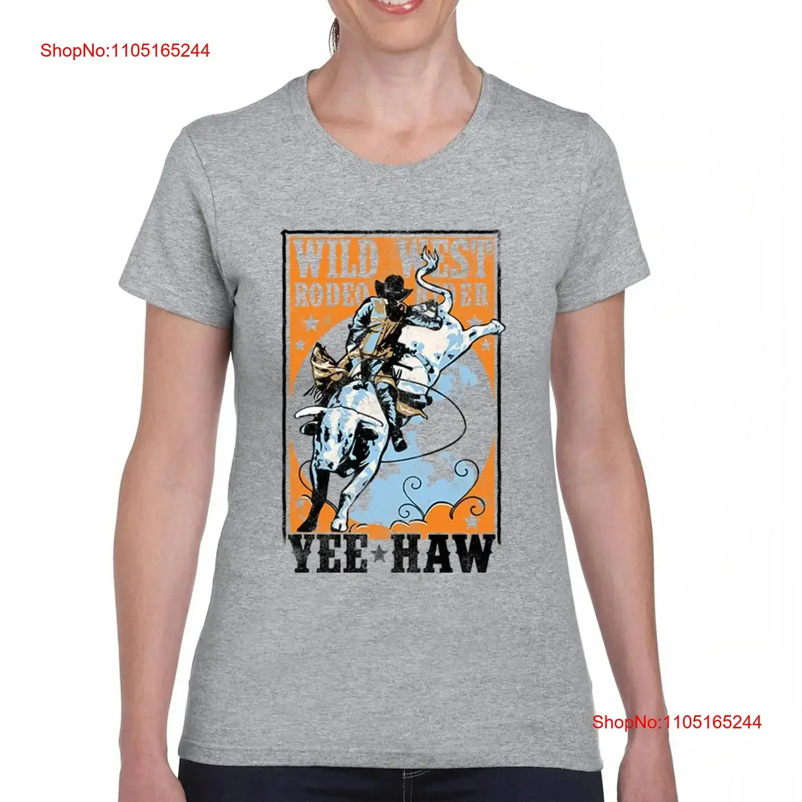 Camiseta Wild West Rodeo Rider Bull Riding Cowboy Ranch Country Gráfico lavado vintage para mujer Ropa de diseñador ligeramente suave