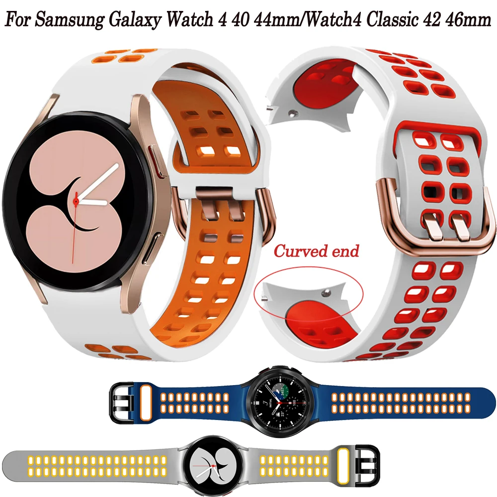 Silicone Ridge 20mm Smart Watchbands For Samsung Watch4 40 44mm Bracelet No Gaps Galaxy Watch 4 Classic 42 46mm Wristband Straps