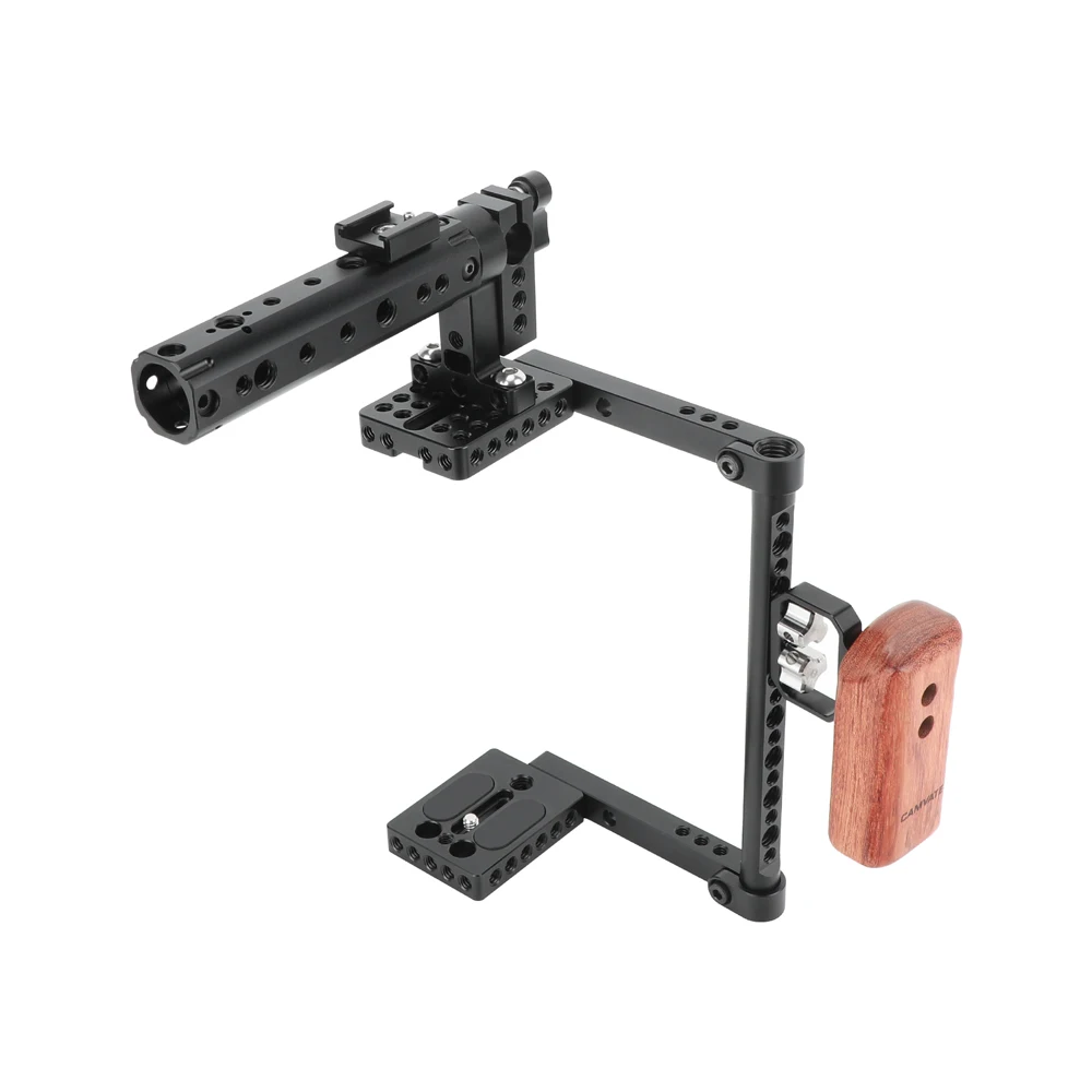 

Universal Metal Camera Cage Rig with Wooden Handle Grip Top Handgrip 1/4" Shoe Mount for Canon Nikon Sony Fujifilm X-T2 DSLR