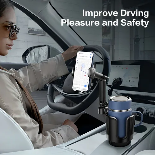 Imagen 2 del producto ​ ​ Soporte universal para teléfono con taza para automóvil 2 en 1 ​ ​    Brazo largo ajustable con 360 °   La rotación se adapta a todos los teléfonos inteligentes perfecta para automóviles y SUV