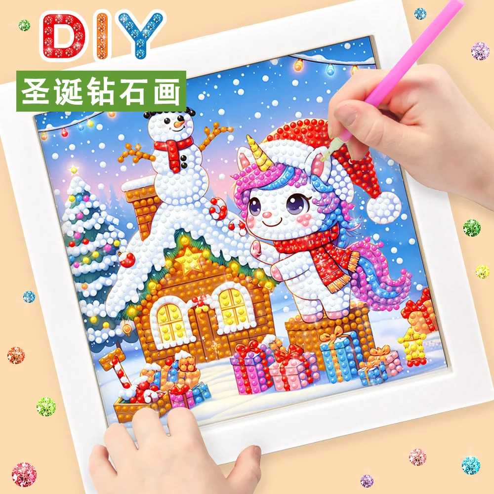 New Christmas DIY Snowman Painting Children's Handmade Diamond Sticker Set Home Decoration Art