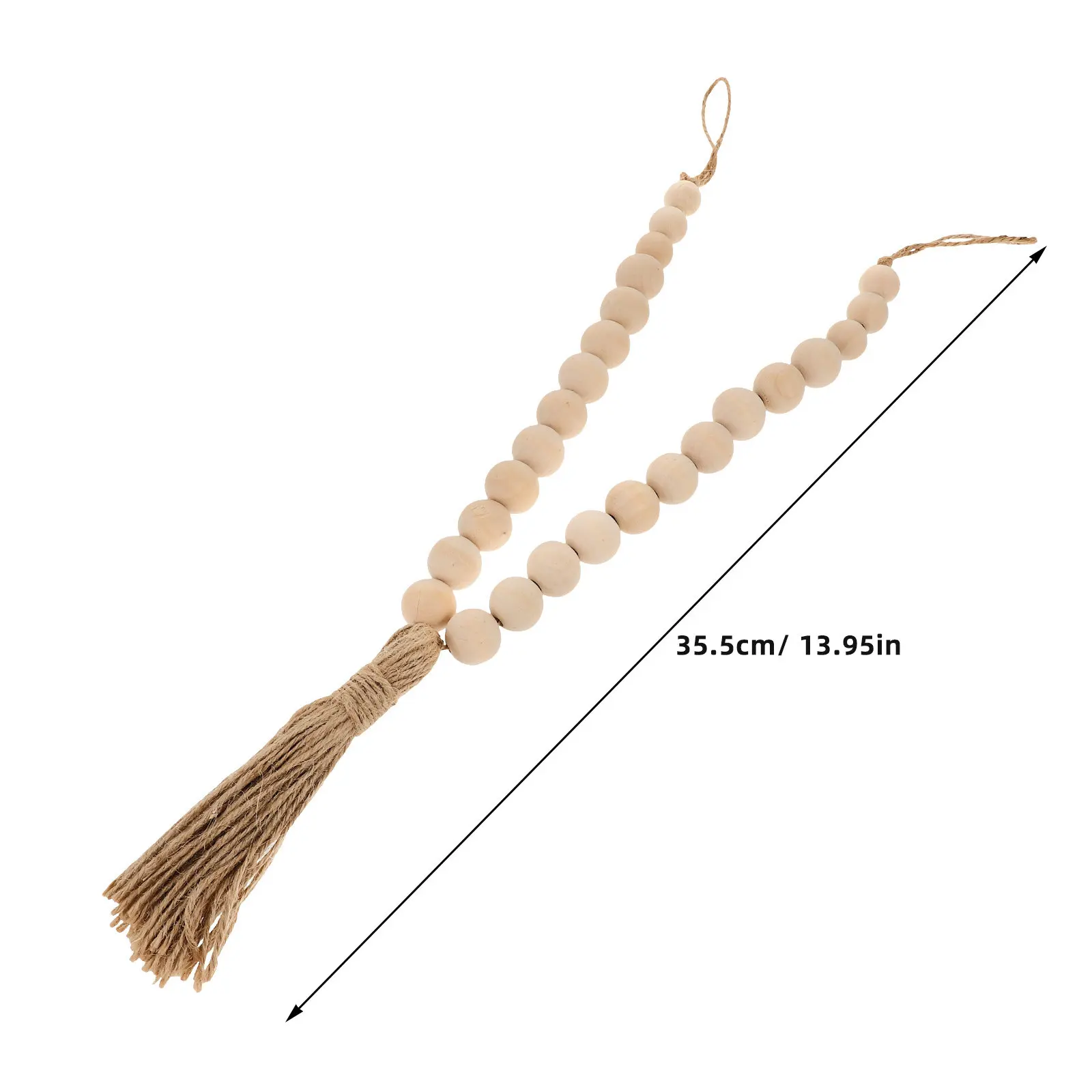 Curtain Tiebacks 2Pcs Hand Knitted Wood Bead Tassel Drapery Holdbacks for Home Office Bedroom Decor