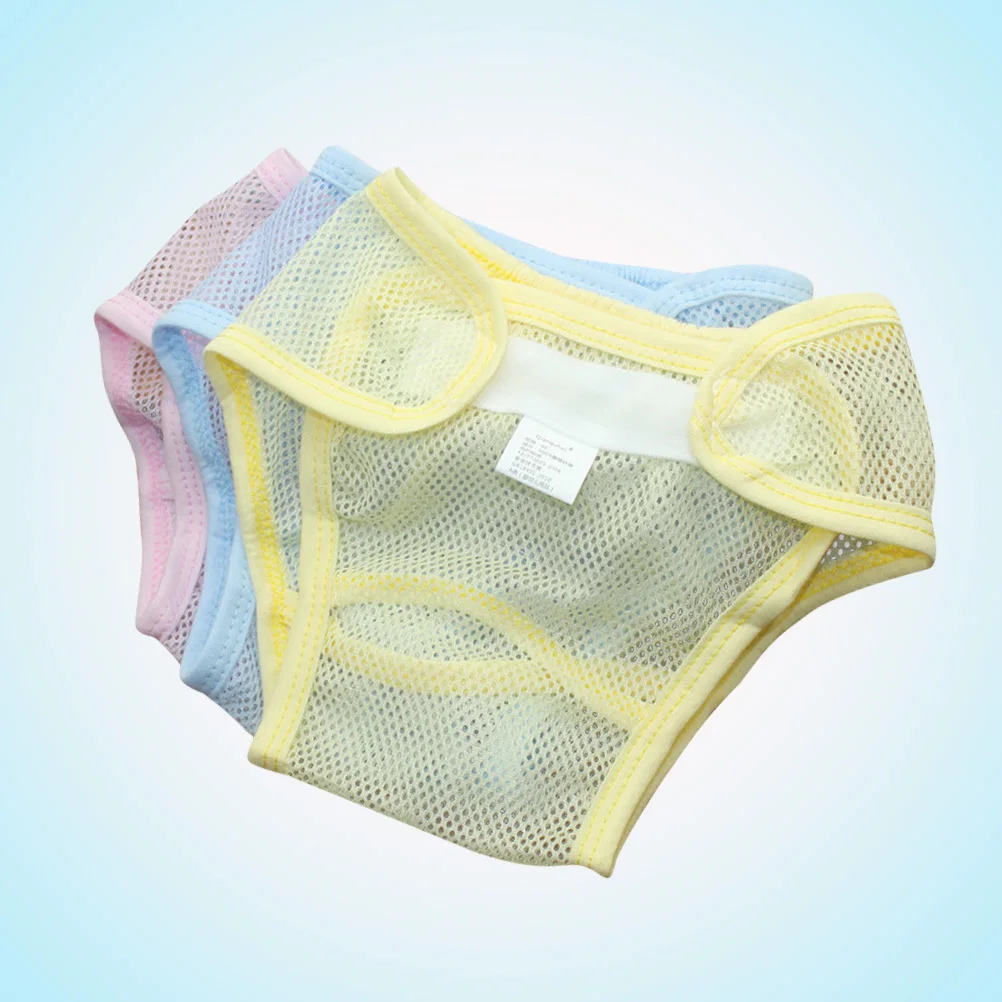 3Pcs 베이비 트레이닝 팬츠 통기성 메쉬 워셔블 변기 아기 재사용 가능한 속옷 네트 기저귀 사이즈 100 핑크