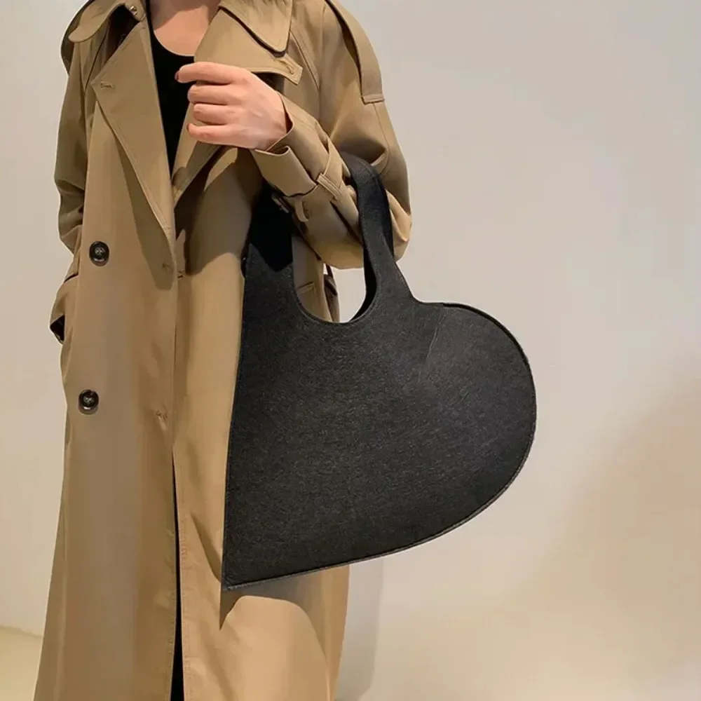 

Heart Design Solid Color Tote Bag - Women's Convertible Shoulder Purse, Top-Handle Crossbody Handbag for Shopping & Daily Use