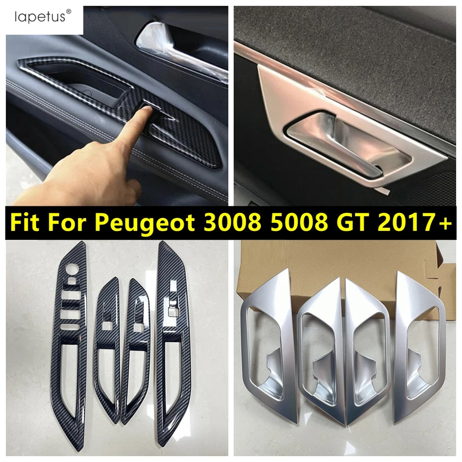 

Car Inner Door Armrest Window Lift Control Panel Handle Bowl Frame Cover Trim Accessories For Peugeot 3008 5008 GT 2017 - 2023