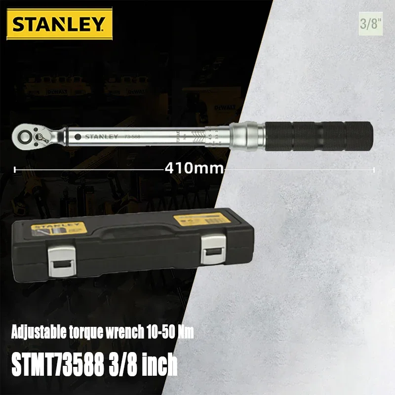 Stanley Torque Wrench STMT73588 3/8 Inch 10-50Nm Ratchet Alloy Steel Body +/- 3%AC Two Scales Handle for Mechanic and Car Repair