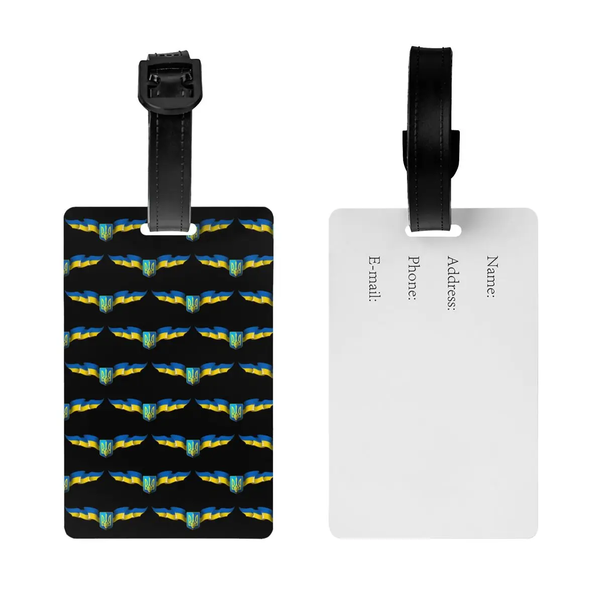 Flag Of Ukraine Luggage Tags for Travel Suitcase Ukrainian Coat Of Arms Privacy Cover ID Label