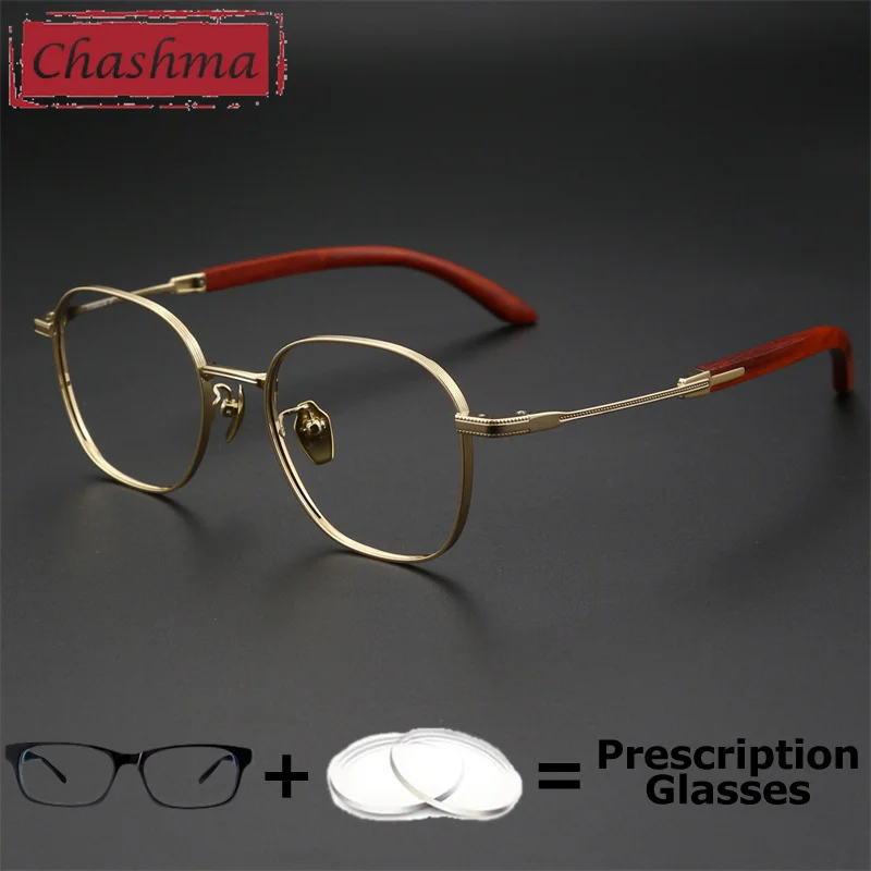 Top Quality Men Eyeglasses Pure Titanium Wood Optical Frame Myopia Lenses Multifocal Glasses Myopia Reading Glasses Spectacle