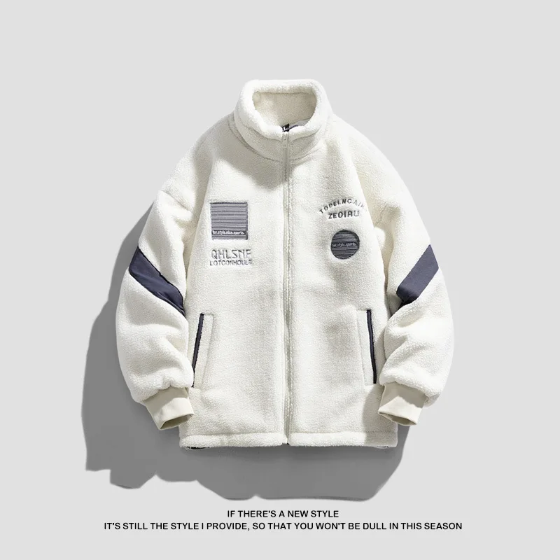 

Winter Warm Embroidered Cotton Jaet Loose Couple Coat Long Sve Sweatirt Velvet Material Color Cardigan