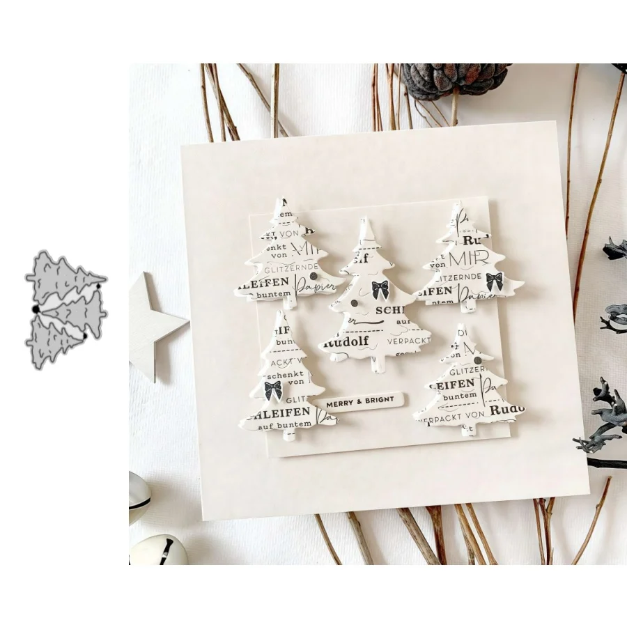 Drei Weihnachtsbäume in verschiedenen Stilen, Metall-Stanzformen für DIY-Scrapbooking, Kartenherstellung, Schablone, Prägung, Basteldekoration