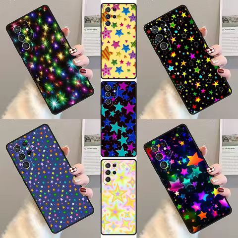 Stars Colourful Phone Case For Samsung Galaxy S23 S21 S20 FE S24 S22 Ultra Note20 S10 S9 S8 Plus Silicone Cover