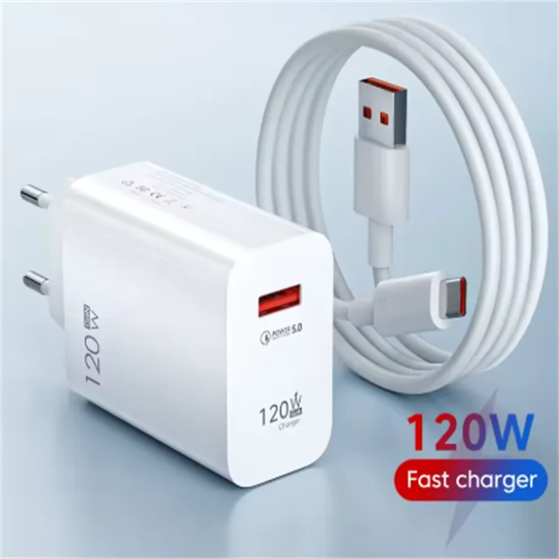 

120W USB Phones Charger GaN Fast Charging Charger USB C Quick Charger 3.0 With Type C Super Fast Charging Cable For Cellphones