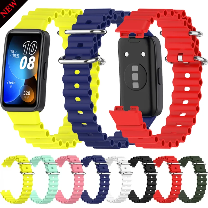 المحيط سيليكون حزام لهواوي الفرقة 10 مزدوجة مشبك Smartwatch استبدال معصمه لهواوي الفرقة 10 9 8 Correa اكسسوارات