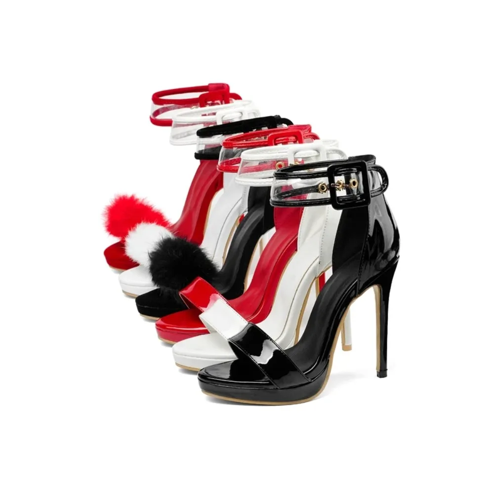 BLXQPYT Women\'s Super Size Sandals 28-52 High Heels 11.5cm Summer Style Shoes Sapato Feminino Chaussure Femme 19-5