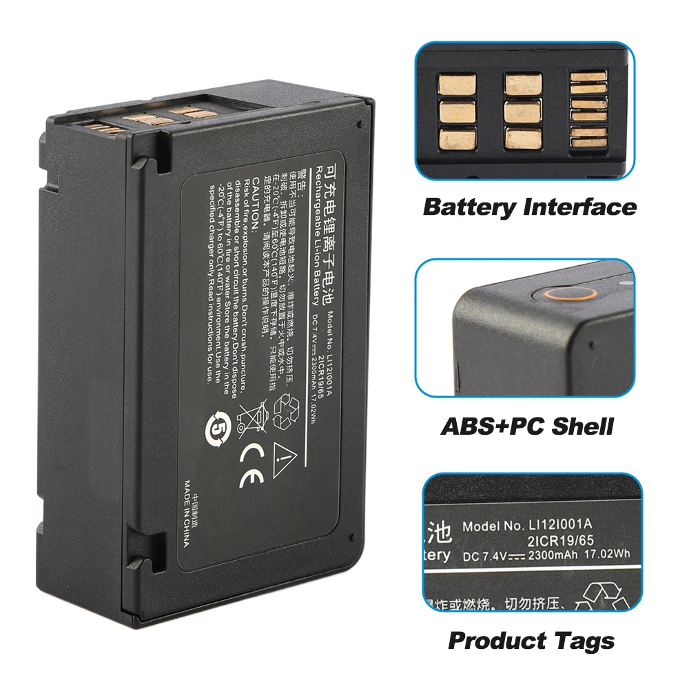 LI12I001A LI12I002A Rechargeable Li-ion Battery For Mindray Beneview T1 Patient Monitor 2ICR19/65 7.4V  2300mAh/17.02Wh
