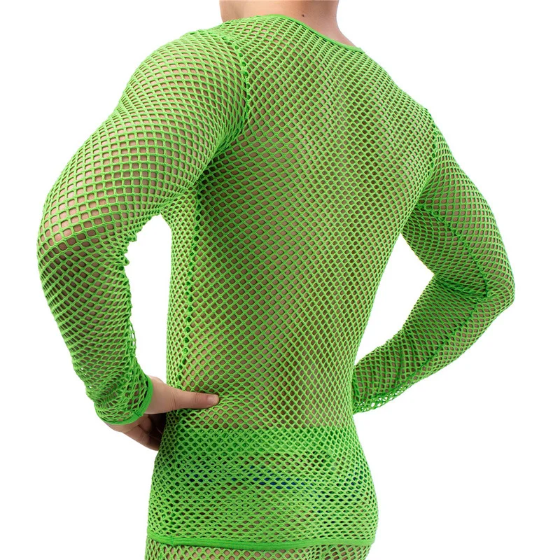 Sexy Mens Underwear Transparent Fishnet Mesh Shirts Hollow Out Briefs Thongs Shorts Undershirts Sleepwear Bathrobes Skinny Pants